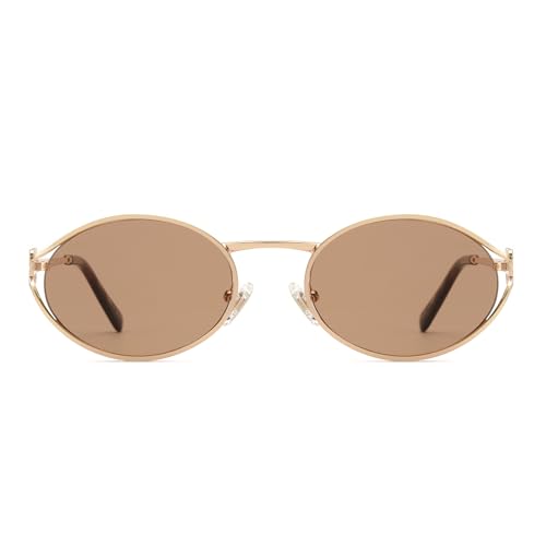 Retro Oval Sunglasses Womens Trendy 2025, Vintage Y2K Women's Shades Fashion 90s Sun Glasses UV Protection VF22523