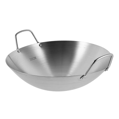 Wok de acero inoxidable con doble asa y gran capacidad miniatura 1