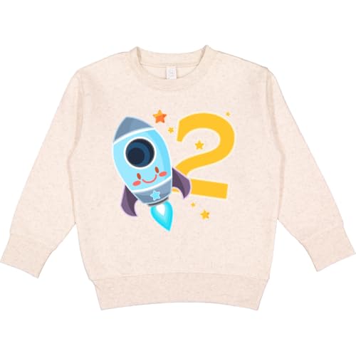 inktastic Rocket Space Ship Happy Second Birthday Toddler Sweatshirt 3T Natural Heather 2f6ea