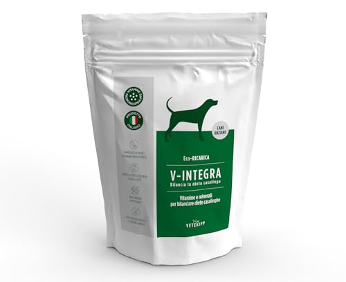 V INTEGRA Perro Anciano 1kg Eco Recarga, Suplemento Completo Rico en Vitaminas y Minerales para el Hogar y Dieta Barf, V Integra Vitaminas para Perros, Suplementos para Perros Made in Italy