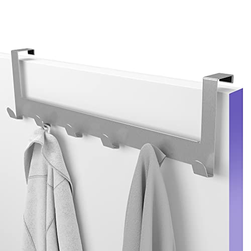MDCASA Türgarderobe Edelstahl gebürstet - bis 4 cm Türblattstärke, ohne Falz - Kleiderhaken Tür - Handtuchhalter Tür Bad - Türhakenleiste Cover
