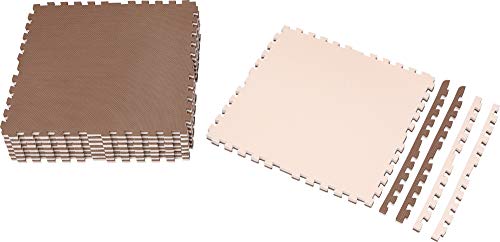 アイリスオーヤマ ジョイントマット 極厚1.8cm 60×60cm 8枚組 ノンホルムアルデヒド 洗える モカブラウン / ベージュ JMRN-68