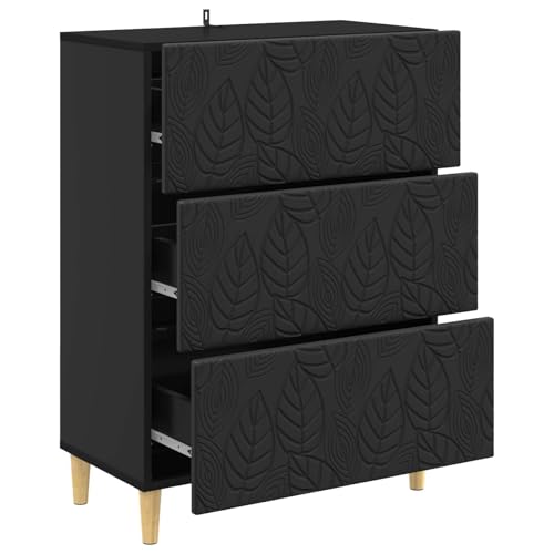 Armario con cajones negro 66 cm de ancho cómoda de madera moderna vintage para salón 4