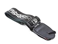 White sven guitar strap Adjustable length 82-141cm Width 5cm Strong button eyelet fixings Made from nylon