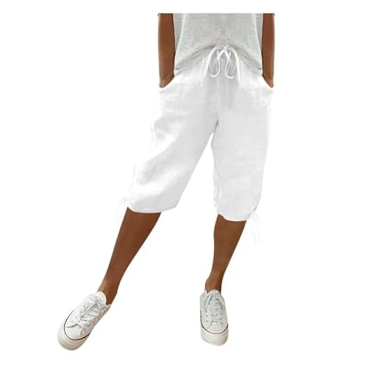 Short Lin D'Été Élasticité Respirants, Elégante Shorts Lin Coton Femme Été, Short Bermuda Femme À Rayures, Bermuda pour Homme Coupe Décontractée, Pant Court Casual avec Poche Pas Cher