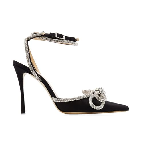 KVWSXD Sandalias de Punta Cerrada para Mujer Tacos Altos Zapatos de Boda y Noche Tira de Tobillo con Pedrería Lazos Dobles Bombas Brillantes Fiesta Tacos de Aguja KVWSXD Sandalias de Punta Cerrada para Mujer Tacos Altos Zapatos de Boda y Noche Tira de Tobillo con Pedrería Lazos Dobles Bombas Brillantes Fiesta Tacos de Aguja