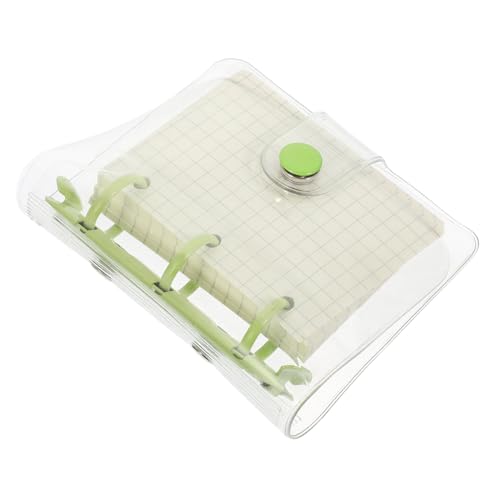 Operitacx 透明カバー三ルーズリーフミニ手帳 学生用多機能小型ノート 便利な携帯メモ帳 かわいい緑クリップ付き