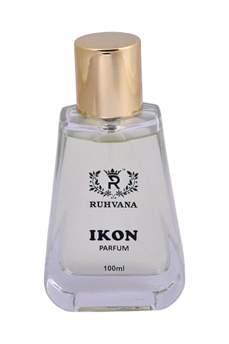 Image of Ruhvana's Ikon Perfume Spray for Men - 100ml Woody Spicy Long-Lasting Fragrance|Citrus, Cardamom Sandalwood And Leathery| Ambery & Musky| Apparel Parfum|Premium Scent|Perfect For Gift|Eau De Parfum | Premium Attar Perfume Oil for Daily & Special Use