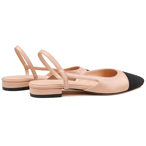 Slingback Heels for Women Chunky Pumps Splicing Round Toe Pumps for Women Office Shoes3