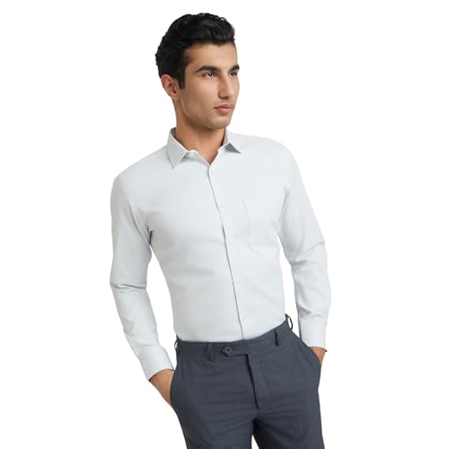 Image of Park Avenue Men Cotton blend Slim Fit Structure Pattern Semi Cutaway Collar Formal Shirt