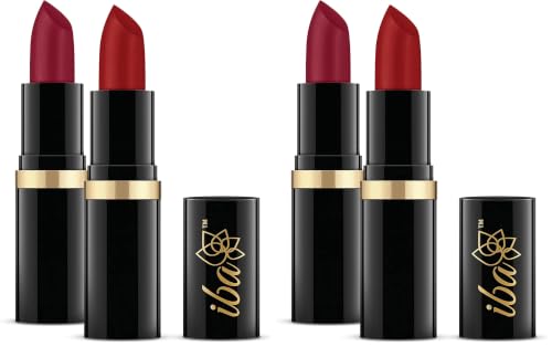 Image of Iba Pure Lips Moisture Rich Set of 2 Lipsticks for Women- Favorite Red (A66 Red Glam and A68 Mystery Red) (2 X 4g) | High Glossy, Creamy Finish & Smooth Texture| Hydrated Lips | Enriched with Vitamin E, Coconut Oil & Shea Butter | Intense Colour & Highly Pigmented | Lip Makeup
