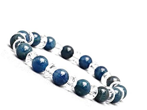 Bracelet en apatite gemme et quartz cristal 8mm pour lithothérapie