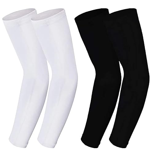 2XK-NOV Armstulpen Damen Armschoner Volleyball - Hochwertige Rutschfeste Armlinge Kompressions Manschetten für Herren und Damen, UPF50+, Arm Sleeves Sport, 2 Paar (Schwarz+Weiß)