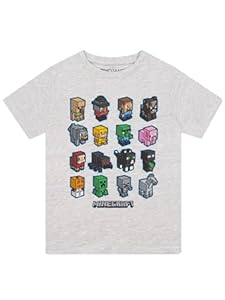 Minecraft Mini Mobs Jungen-T-Shirt Heather Grey 146 | PS4 PS5 XBox PC wechseln Gamer Geschenke, Tween Teen Schule Jungen Gaming Top, Kinderkleidung, Kindergeburtstags-Geschenk-...