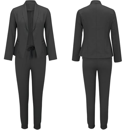 Plus Size Womens Casual and Business Suit 2 Piece Set, Blazer Work Office Jackets and Pencil Pants Dressy Suit3
