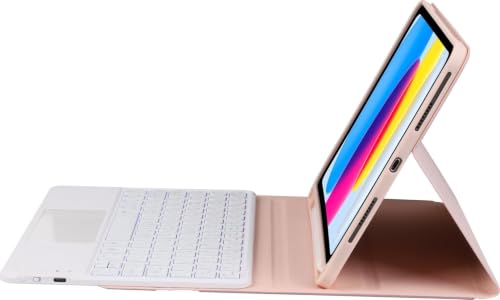 Image of RTSY Keyboard case for iPad A16 (11th) & 10th Gen with Multi Gesture Touchpad & 7-Color Backlit,Multi Viewing Angle,Pencil Slot,Magnetically Detachable Bluetooth Keyboard-Pink /White