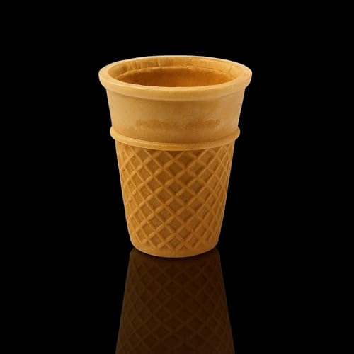 Cone King knusprige Waffelbecher Groß mit Doppelrand 65x70 Halbsüße Knusprige Eiswaffeln für Softeis Gelato Sorbet Vegan (54 Stück)