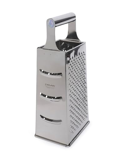 Image of KMW Box Grater 4 Sides Stainless Steel with Pipe Handle I Best for Parmesan Cheese, Vegetables, Ginger I 23 CM (Pack of 1)