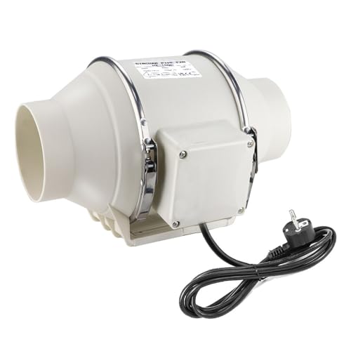 Anesty Rohrventilator 100mm bis 220m/h Rohrlüfter Inline Abluftventilator mit 1 4 m Netzkabel für Bad WC Küche Gewächshaus und Zuchtzelte -30W