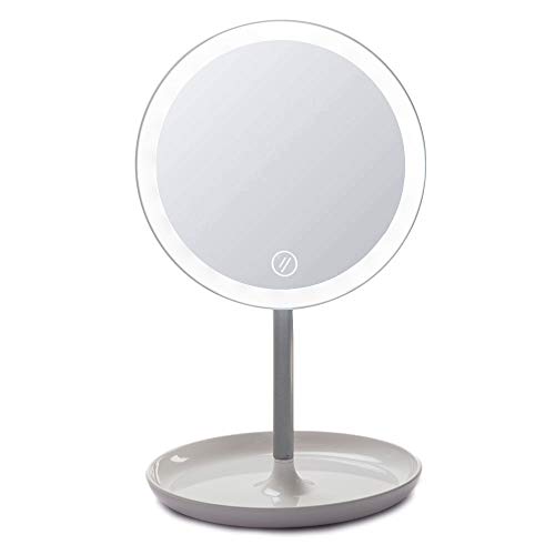 YEAKE Makeup Vanity Mirror with LED Lights,360°Rotation TouchScreen Switch USB Rechargeable Mirror for Countertop Cosmetic Makeup