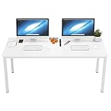 DlandHome 63 inches X-Large Computer Desk, Composite Wood Board School Desk, Decent and Steady Home Office Desk/Workstation/Table, BS1-160WW, White and White Legs, 1 Pack
