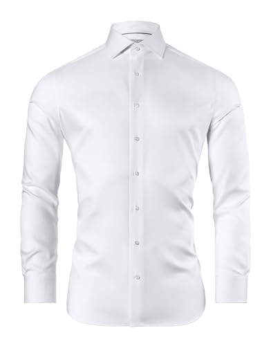 Vincenzo Boretti Chemise, Slim-fit/Taille cintrée, sergé, Poignet Mousquetaire - Super Infroissable Blanc 43-44