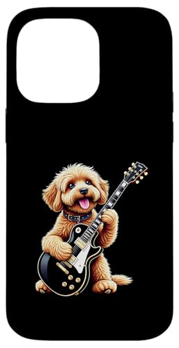 エレキギターを弾く面白いCavapoo Dog Music Lovers スマホケース iPhone 14 Pro Max 用