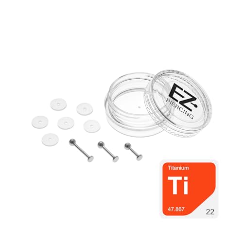 Titan Labret Piercing 3er SET für Helix Piercings und gegen Wildfleisch an Ohr Piercings und Lippenpiercings inkl. 6 Anti Wildfleisch Discs