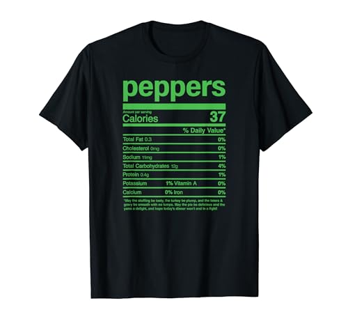 Thanksgiving Christmas Peppers Funny Nutritional Facts Camiseta