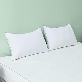 Sweetnight Pillow Pack of 2 Hotel Quality Low Pillow-Microfibre Premium Soft Pillows with 100% Cotton Fabric Cover for Neck Shoulder Pain Sufferers(2 Pack, 48 x 74 cm)