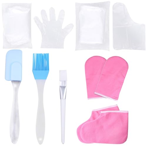 CANIGHT Guantes Cuidado de Manos y Pies Hidratantes Spa, Talla Única, Algodón Resistente y Plástico, Accesorio Exfoliante para Piel Seca y Agrietada, Suministros Parafina Color Aleatorio