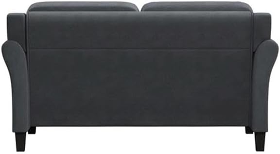 Hawthorne Collections Rolled Arm Microfiber Loveseat, Dark Gray Upholstery, Solid Wood Frame, Button Tufted Back, 56.3 in Wide, Comfortable Sofa for Living Room or Small Spaces