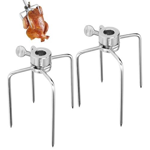 Clip para Carne, Pinza para Carne, Tenedor de barbacoa de pollo con tornillo de bloqueo, 2 Pinzas para Carne para Asador Giratorio,Pinza para Carne con Tornillo de Bloqueo, Plata