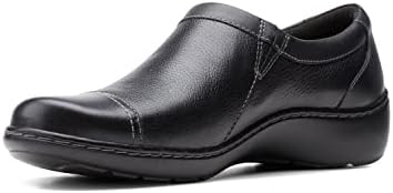 Clarks womens Cora Giny Loafer Flat, Black Tumbled/Smooth Leather, 8.5 US