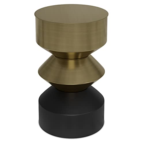SIMPLIHOME Miller Modern 14 inch Wide Metal Side Table in Black/Brass, Fully Assembled for the Living Room and Bedroom