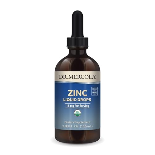 Dr. Mercola Zinc Liquid Drops - Supports Immune & Organ Health - 15 mg Organic Zinc Liquid Drops - USDA Organic - NSF Certified - Non-GMO Gluten-Free & Soy-Free - 3.88 fl oz (28 Servings)