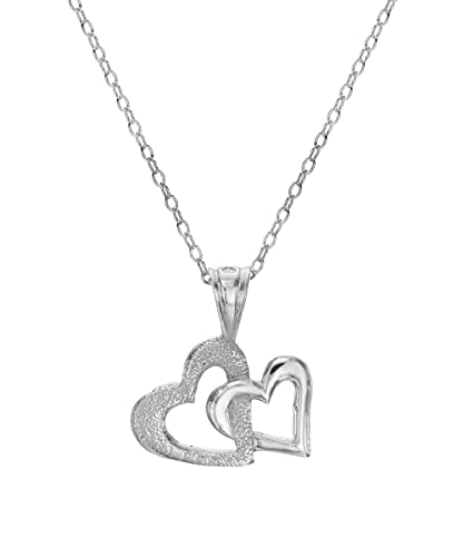 Amazon.com: Sterling Silver Double Love Puff Heart Pendant