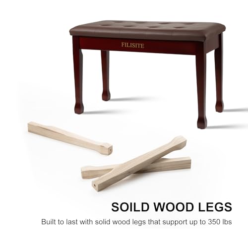 image for FILISITE Duet Piano Bench with Storage, Wooden Piano Stool with Waterp