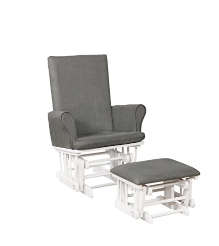 Naomi Home Mateo Wood & Upholstered Glider and Ottoman Set White/Gray