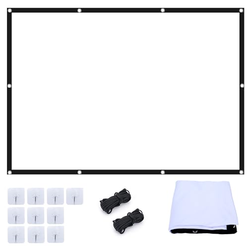 Pantalla Proyector 100 Pulgadas, 16:9 4K Full HD Portátil Pantalla, Antiarrugas Lavable Tela Proyector para Exterior Camping Fiesta Hogar