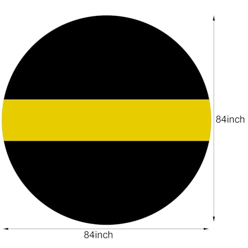 Image of Remagr 6 Pcs Round Plastic Tablecloth 84 Inch Disposable Tablecloth Party Table Cover for Graduation Wedding Birthday Retirement Decoration (Black,Yellow)