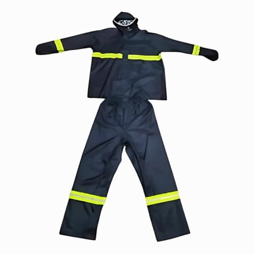 Conjunto Capa de Chuva com Faixas Refletivas, Impermeável, 3 Peças - Jaqueta, Calça e Toca, Tamanho