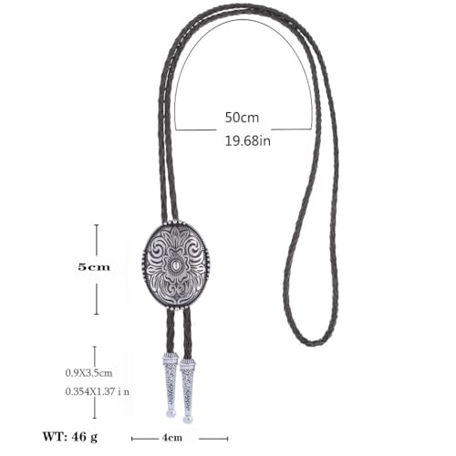 Image of GelConnie Floral Bolo Tie for Men Womens Bolo Tie Necklace Native American Black Men's Bolo Ties Western Cowboy Bolero Ties