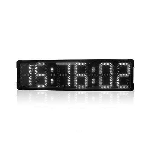 PETBON Grande Horloge numérique à Compte à rebours à LED 8 Pouces 6 Chiffres Marathon Horloge Double Face Grande Horloge extérieure LED étanche horloges en Temps réel (Color : White Double-Sided)