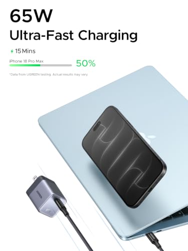 65W UGREEN Nexode Air USB-C GaN Charger w/ Foldable Prongs & 100W USB-C Cable - image 2