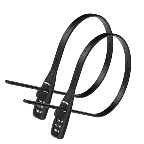 Venzio Adjustable Cable Zip Tie Lock 3-Digit Combination Security Lock with 304 Stainless Steel Core for Bike Helmet Stroller Luggage Lightweight & Reusable2Pack/Black