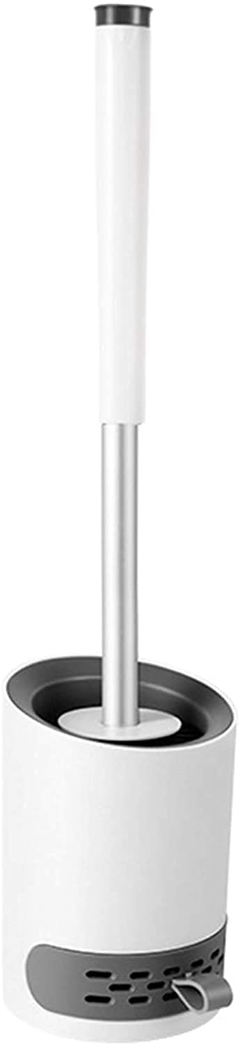 ESOUY Juego de escobilla de inodoro con cabeza de goma para uso doméstico, soporte largo para colgar en la pared, cepillo suave para la limpieza del suelo flexible de silicona herramienta para el baño