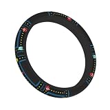 Retro Video Game Pattern Steering Wheel Cover,Warm in Winter and Cool in Summer,15 in Universal Accessory for Diverse Car Fashion Elastic Breathable Silicone Anti-Slip Decor Cover for Men Women