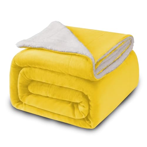 BUMTUM Super Soft New Born Baby Double Layer AC Blanket | Wrapper Sheet for Baby Boys & Baby Girls | Lightweight | Super Comfortable (130 x 105cm, Yellow)
