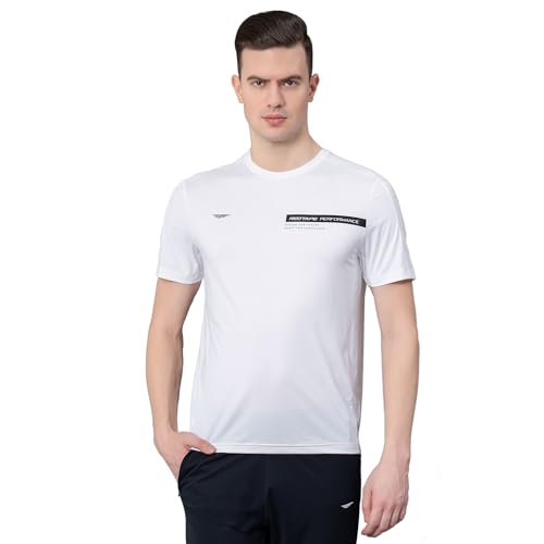 Image of Red Tape Printed White Activewear T-Shirt for Men | Anti Microbial | High Stretch | Quick Dry